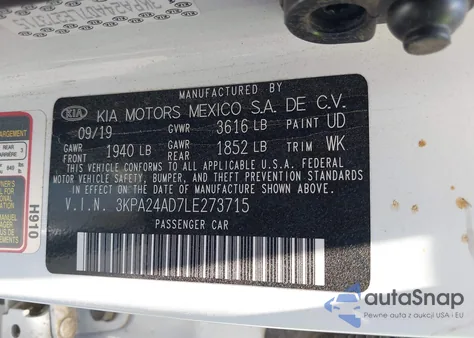2020 Kia Rio S from USA, damaged, VIN 3KPA24AD7LE273715